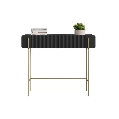 Toaletka Malmi 100 cm z szufladami - czarny mat / złote nóżki
